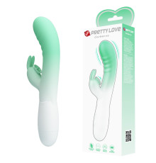 Зелено-белый вибратор-кролик Cerberus - 20,6 см.