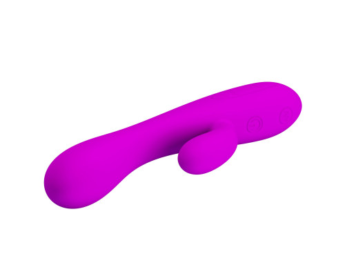 Лиловый вибратор Victor с клиторальным стимулятором - 17 см.