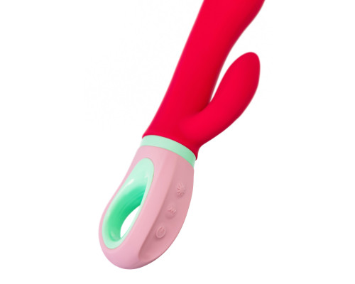 Красный вибратор с клиторальным отростком Petunia - 19 см.