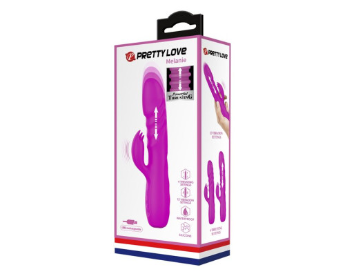 Лиловый вибратор с клиторальным стимулятором Melanie - 20,5 см.
