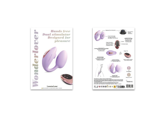 Сиреневый U-образный стимулятор клитора и точки G с пультом ДУ Wonderlover