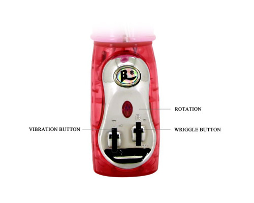 Вибромассажер с ротацией, возвратно-поступательным движением и стимулятором клитора - 29 см.