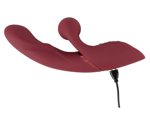 Малиновый вибратор-кролик с функцией постукивания 2 Function Rabbit Vibrator - 22,3 см.