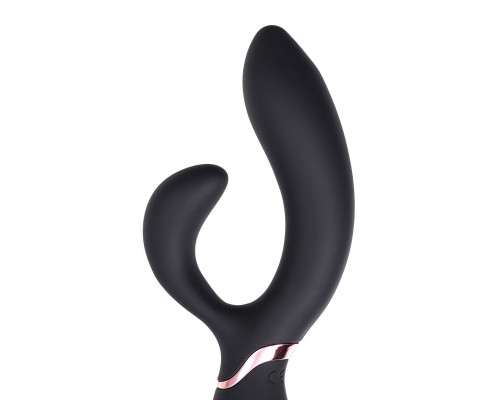 Черный вибратор Avalanche с «танцующим» клиторальным стимулятором - 20,5 см.