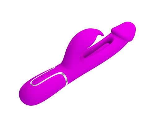 Лиловый вибратор-кролик с функцией фингеринга Kampas - 23,2 см.