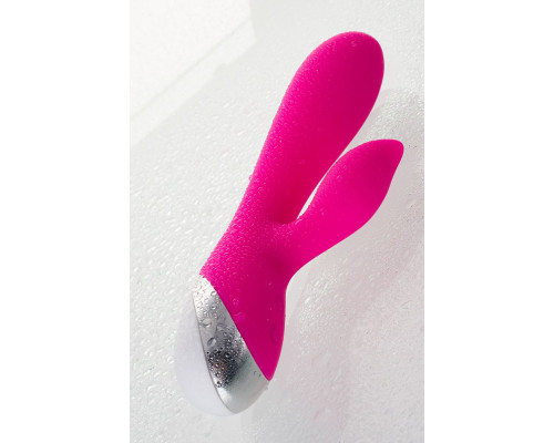 Розовый силиконовый вибратор с клиторальным стимулятором LIA - 19 см.