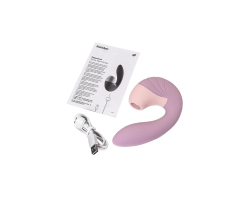 Сиреневый вибратор с вакуумным стимулятором Supernova - 16,9 см.