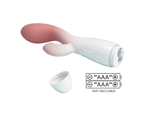 Розово-белый вибромассажёр-кролик Brighty - 20 см.