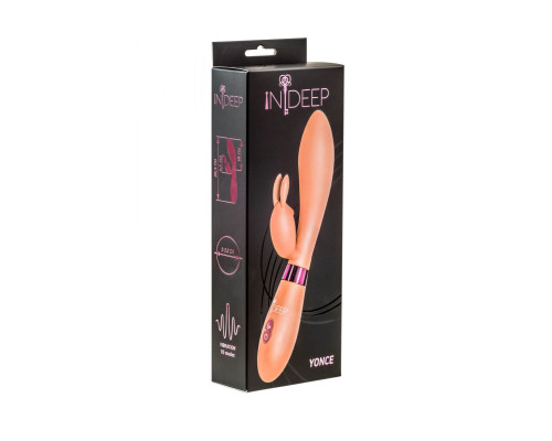Бежевый вибратор Yonce с клиторальным зайчиком - 20,5 см.