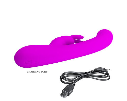 Лиловый вибратор-кролик с дисплеем Lamar - 22 см.