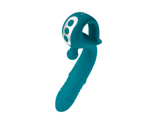 Зеленый вибратор с функцией Up Down и стимулирующим кольцом Mija - 19 см.