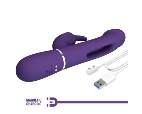 Сливовый вибратор-кролик с функцией фингеринга Kampas - 23,2 см.