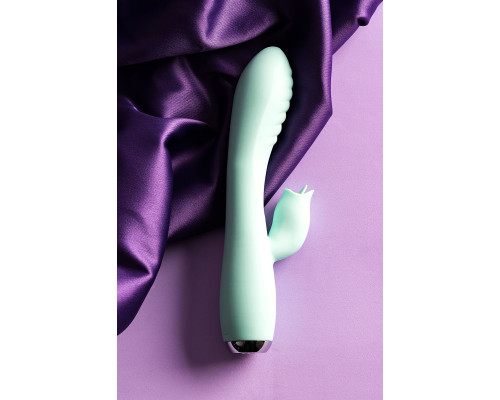 Мятный вибратор с клиторальным стимулятором MILO - 20 см.