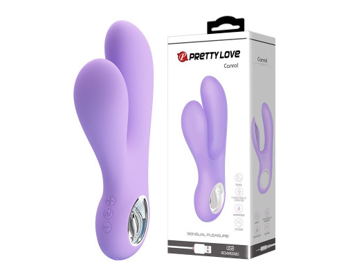 Сиреневый вибратор с клиторальным отростком Canrol - 17,1 см.