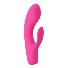 Розовый вибратор с клиторальным отростком Tim - 15,5 см.