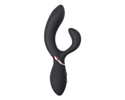 Черный вибратор Avalanche с «танцующим» клиторальным стимулятором - 20,5 см.