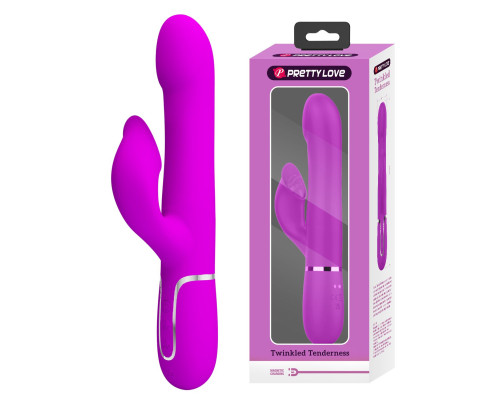 Лиловый вибратор-кролик Falin с вращением бусин - 22,7 см.