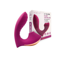Сливовый вибромассажер с вакуумной стимуляцией клитора