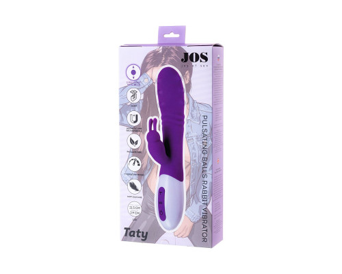 Фиолетовый вибратор JOS TATY с пульсирующими шариками - 21,5 см.