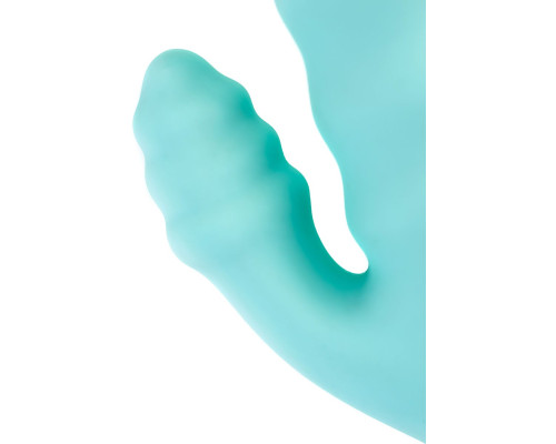 Мятный рельефный вибратор с клиторальной стимуляцией Flax - 17,5 см.