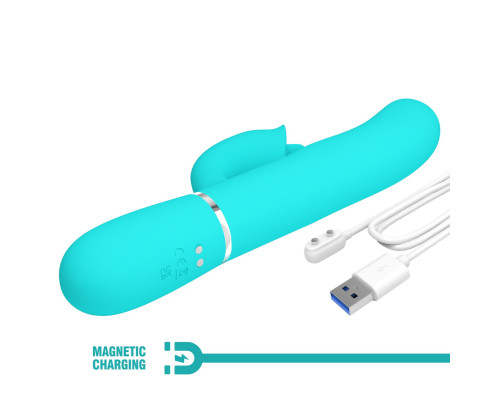 Аквамариновый вибратор-кролик с пульсацией Gigi - 22,8 см.