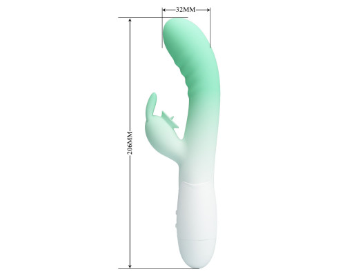 Зелено-белый вибратор-кролик Cerberus - 20,6 см.