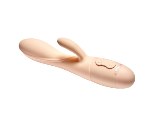 Телесный вибратор Kiara с клиторальным отростком - 18,3 см.