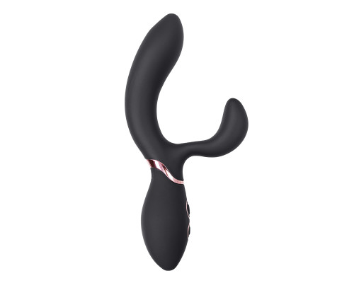 Черный вибратор Avalanche с «танцующим» клиторальным стимулятором - 20,5 см.