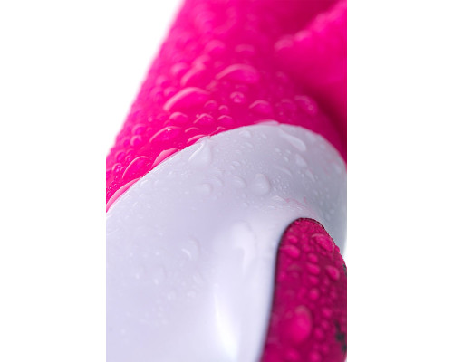 Розовый вибратор с клиторальным стимулятором ELLY с подогревом - 21,5 см.