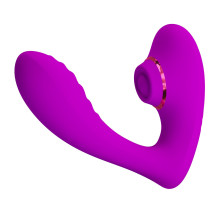 Лиловый вибратор с клиторальной стимуляцией Nauty