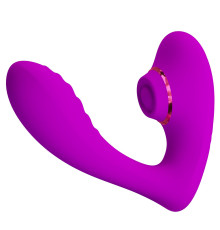 Лиловый вибратор с клиторальной стимуляцией Nauty