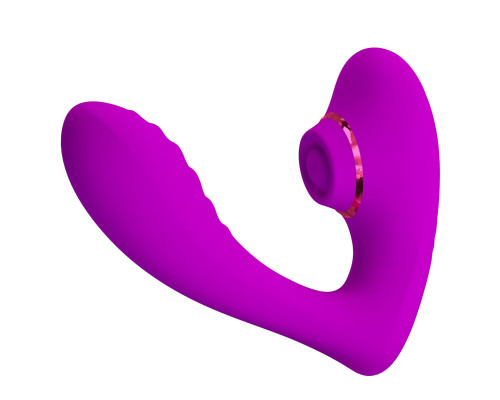 Лиловый вибратор с клиторальной стимуляцией Nauty