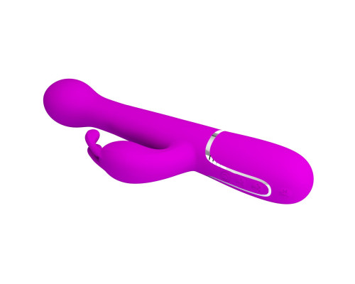 Лиловый вибратор-кролик Dejon с ротацией бусин и возвратно-поступательными движениями - 22,6 см.