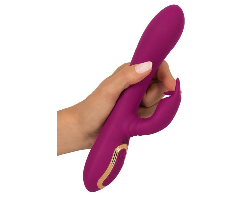 Фиолетовый вибратор 3 Function Vibrator с вращением бусин - 23 см.