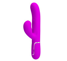 Лиловый вибратор-кролик с пульсацией Perdita - 22,8 см.