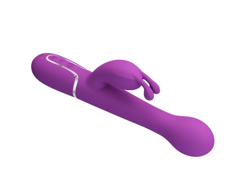 Фиолетовый вибратор-кролик с ротацией бусин Dejon - 22,6 см.