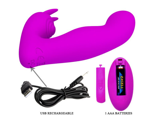 Лиловый вибростимулятор с клиторальным отростком Josephine