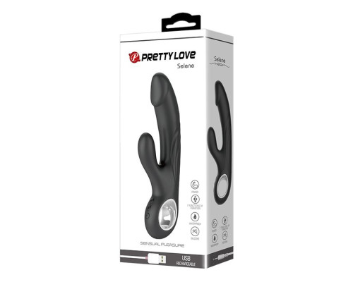 Чёрный вибратор с клиторальным отростком Selene - 19 см.