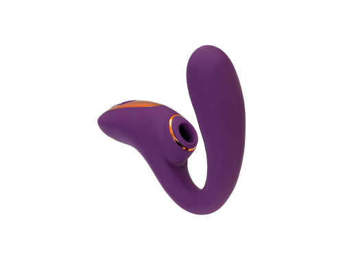 Фиолетовый вибромассажер с клиторальной стимуляцией Megam