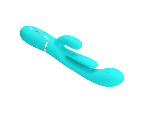 Аквамариновый мультифункциональный вибратор Shania - 22,2 см.