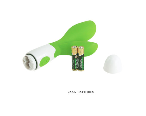 Зеленый вибратор Owen с клиторальным отростком - 20 см.