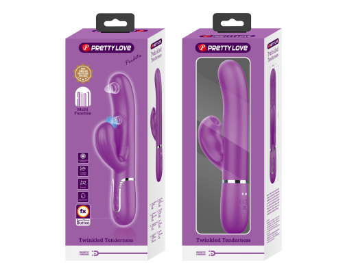 Фиолетовый вибратор с клиторальным отростком Perdita - 22,8 см.