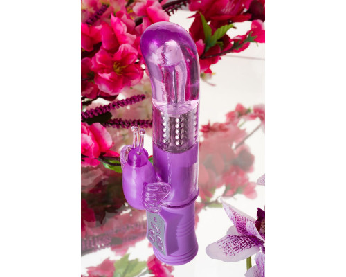 Фиолетовый вибратор High-Tech fantasy с бабочкой для клитора - 22,4 см.