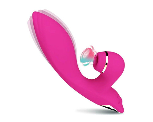 Розовый вибратор-кролик с вакуумной стимуляцией 5’’ Silicone Suction Kiss - 20,3 см.
