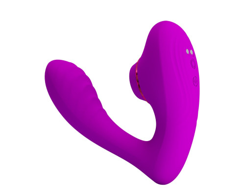 Лиловый вибратор с клиторальной стимуляцией Nauty