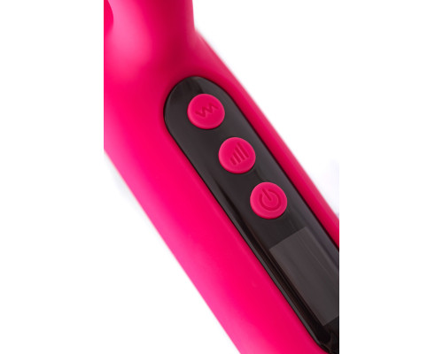 Ярко-розовый вибратор с клиторальной стимуляцией Rablock - 23,5 см.