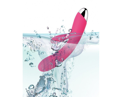 Ярко-розовый вибратор Angel с клиторальным отростком и нагревом - 19 см.