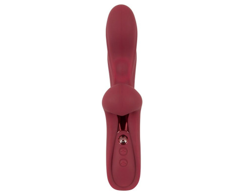 Малиновый вибратор-кролик с функцией постукивания 2 Function Rabbit Vibrator - 22,3 см.