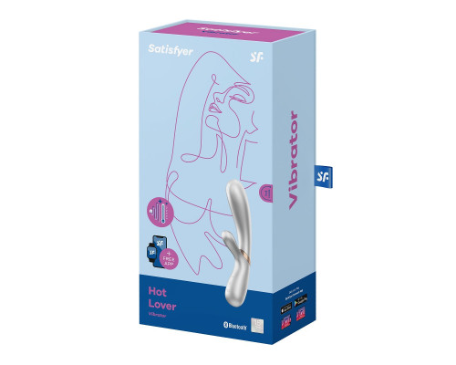 Серебристый вибратор-кролик Hot Lover с возможностью управления через приложение - 19,3 см.