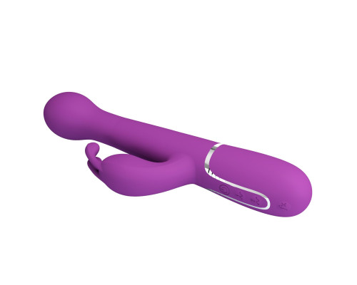Фиолетовый вибратор-кролик с ротацией бусин Dejon - 22,6 см.